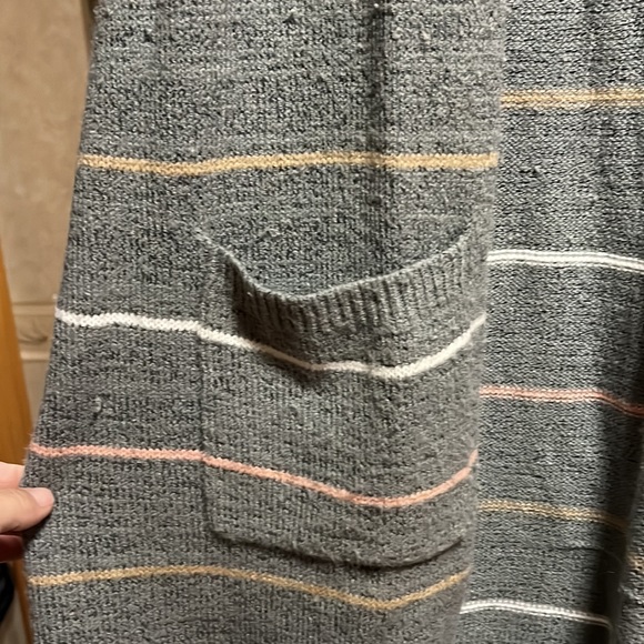 Cato full length gray with stripes fringe vest. - Picture 4 of 5